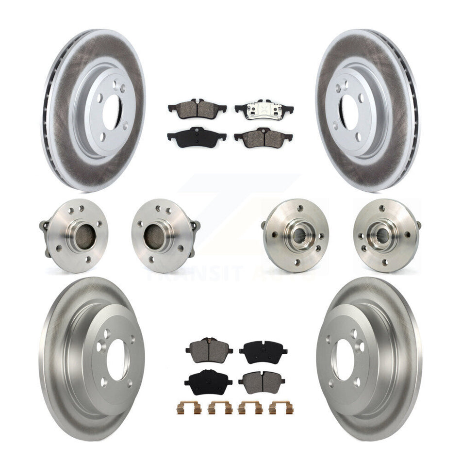 Front Rear Hub Bearings Assembly Coated Disc Brake Rotors And Semi-Metallic Pads Kit (10Pc) For 2002-2005 Mini Cooper With 294mm Diameter Rotor 4 Lug Wheels KBB-112043