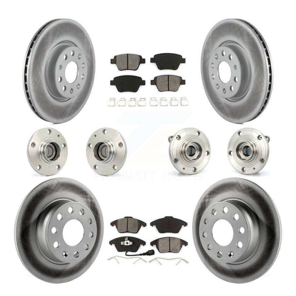 Front Rear Hub Bearings Assembly Coated Disc Brake Rotors And Semi-Metallic Pads Kit (10Pc) For Volkswagen Beetle GTI KBB-112056