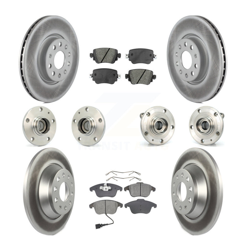 Front Rear Hub Bearings Assembly Coated Disc Brake Rotors And Semi-Metallic Pads Kit (10Pc) For 2016-2018 Audi Q3 KBB-112062
