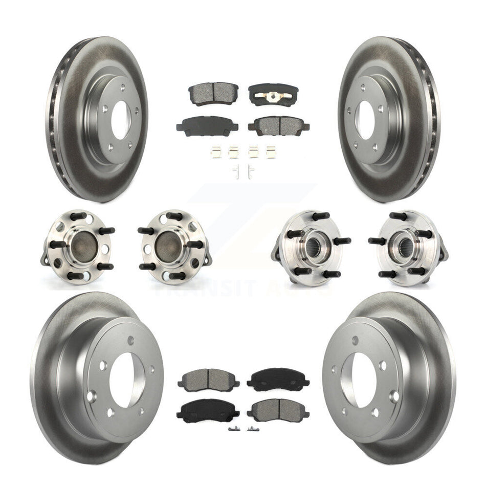 Front Rear Hub Bearings Assembly Coated Disc Brake Rotors And Semi-Metallic Pads Kit (10Pc) For Dodge Chrysler Avenger Sebring 200 Caliber KBB-112082