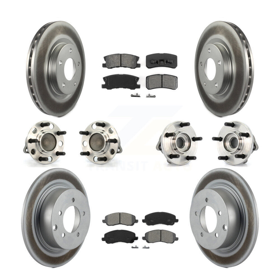 Front Rear Hub Bearings Assembly Coated Disc Brake Rotors And Semi-Metallic Pads Kit (10Pc) For Chrysler Dodge Avenger Sebring 200 With 302mm Diameter Rotor KBB-112083