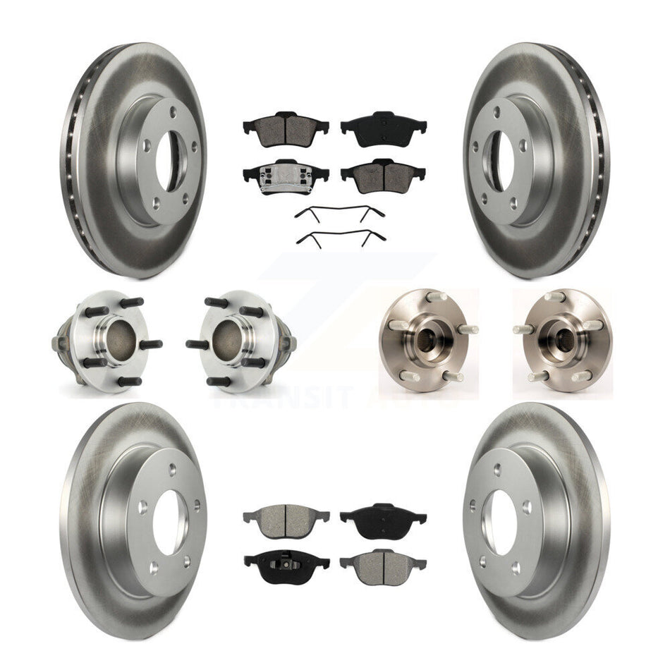 Front Rear Hub Bearings Assembly Coated Disc Brake Rotors And Semi-Metallic Pads Kit (10Pc) For Mazda 3 2.0L with 4-Wheel ABS KBB-112102