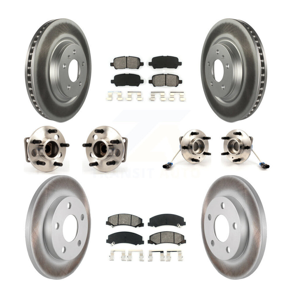 Front Rear Hub Bearings Assembly Coated Disc Brake Rotors And Semi-Metallic Pads Kit (10Pc) For Chevrolet Impala Limited KBB-112108