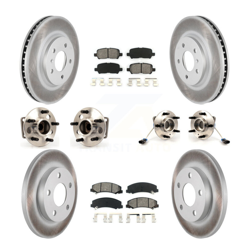 Front Rear Hub Bearings Assembly Coated Disc Brake Rotors And Semi-Metallic Pads Kit (10Pc) For Chevrolet Impala Limited KBB-112109