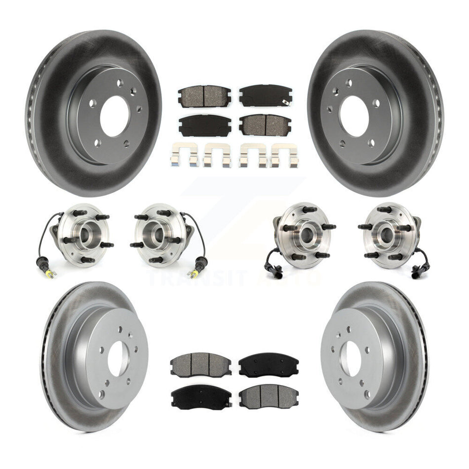 Front Rear Hub Bearings Assembly Coated Disc Brake Rotors And Semi-Metallic Pads Kit (10Pc) For Chevrolet Equinox Saturn Vue Captiva Sport Pontiac Torrent Suzuki XL-7 KBB-112111