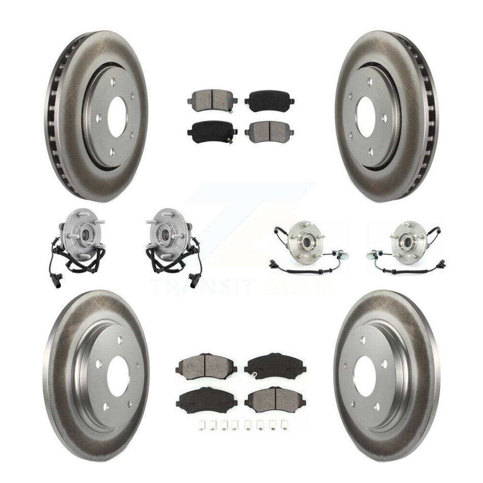 Front Rear Hub Bearings Assembly Coated Disc Brake Rotors And Semi-Metallic Pads Kit (10Pc) For Chrysler Town & Country Dodge Grand Caravan Volkswagen Routan KBB-112112