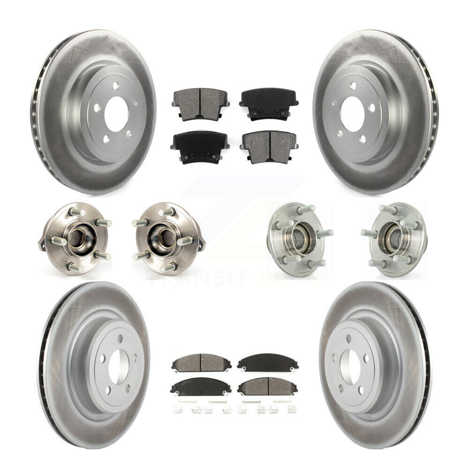 Front Rear Hub Bearings Assembly Coated Disc Brake Rotors And Semi-Metallic Pads Kit (10Pc) For Dodge Charger With Police Package KBB-112119