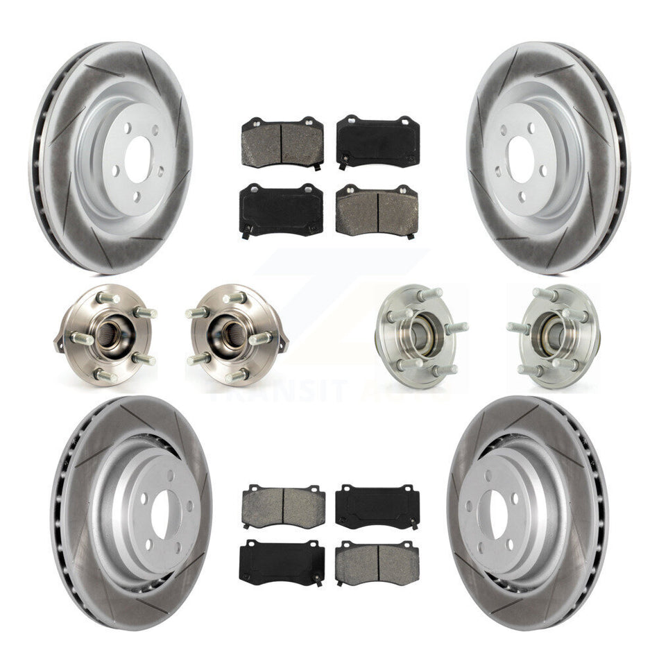 Front Rear Hub Bearings Assembly Coated Disc Brake Rotors And Semi-Metallic Pads Kit (10Pc) For Dodge Charger Chrysler 300 Challenger KBB-112121