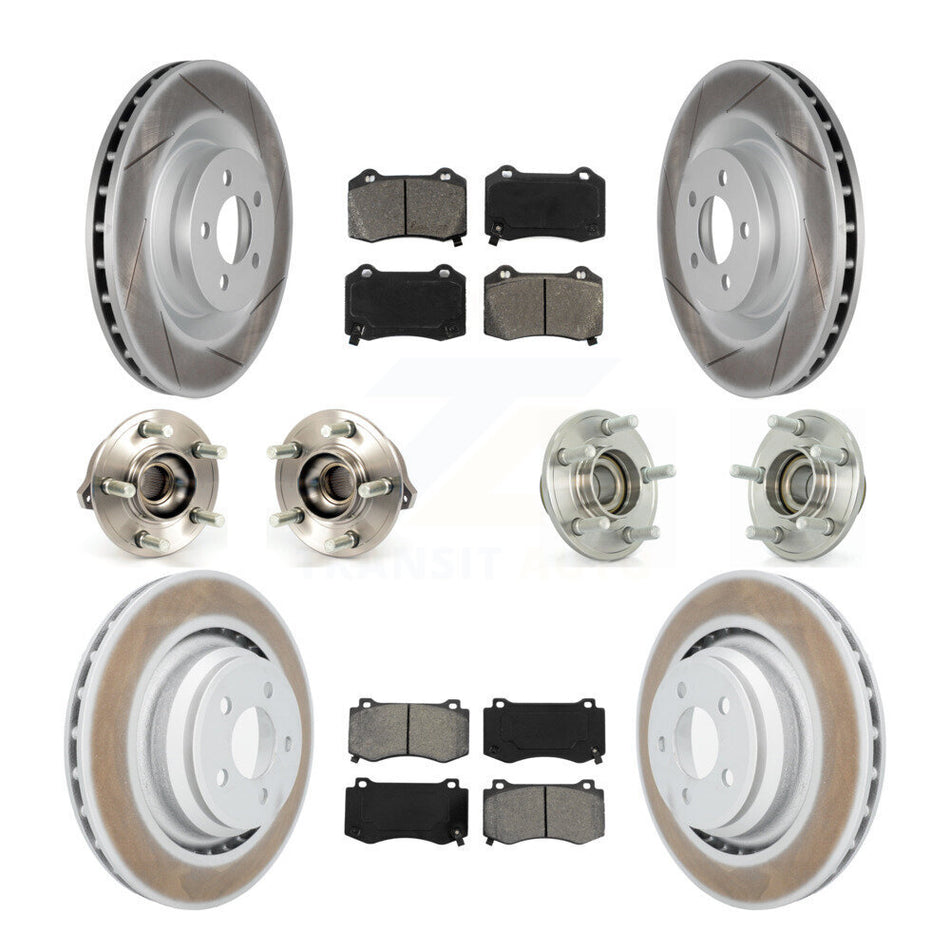 Front Rear Hub Bearings Assembly Coated Disc Brake Rotors And Semi-Metallic Pads Kit (10Pc) For Dodge Charger Chrysler 300 Challenger KBB-112122