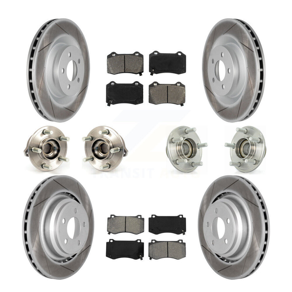 Front Rear Hub Bearings Assembly Coated Disc Brake Rotors And Semi-Metallic Pads Kit (10Pc) For Dodge Charger Chrysler 300 Challenger KBB-112123