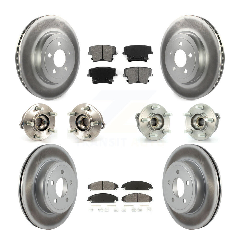 Front Rear Hub Bearings Assembly Coated Disc Brake Rotors And Semi-Metallic Pads Kit (10Pc) For Dodge Charger Chrysler 300 KBB-112125