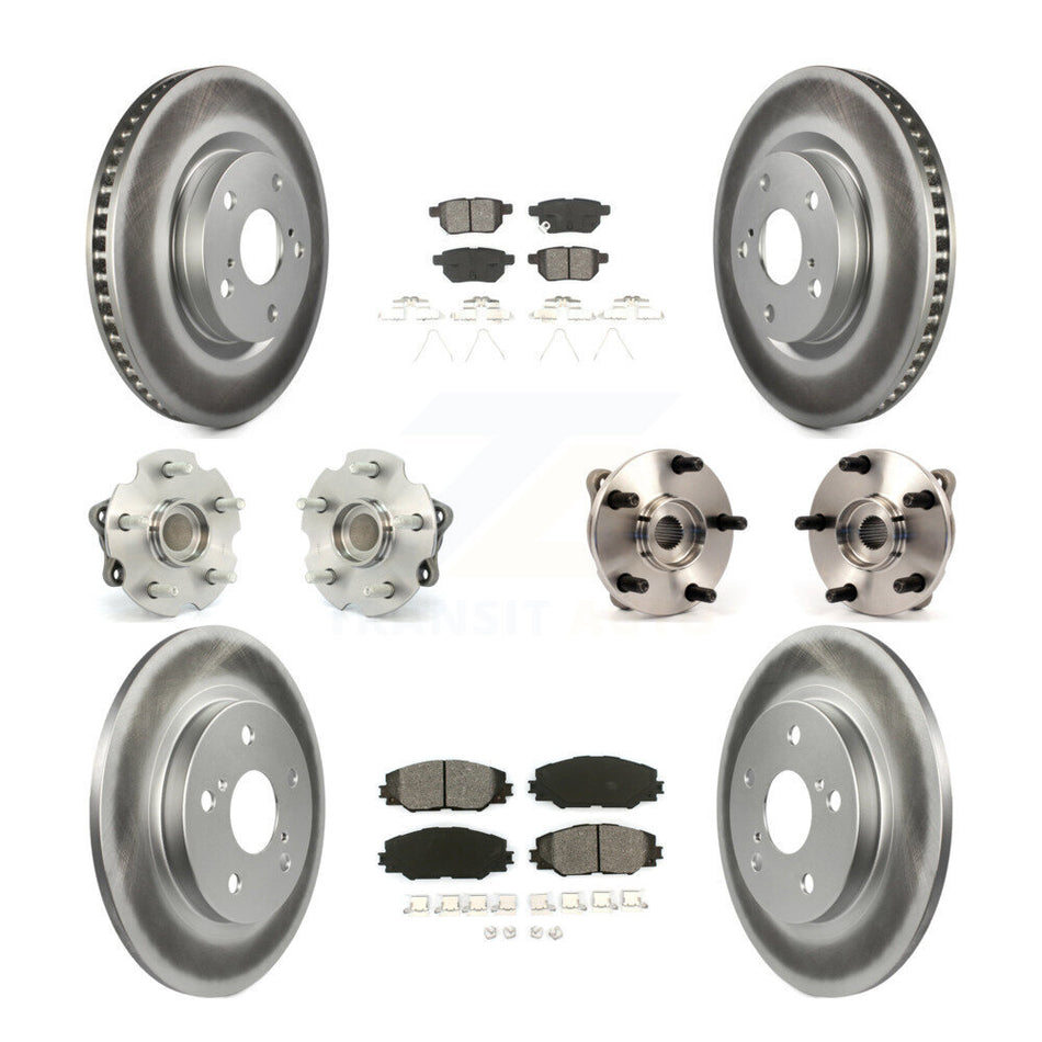 Front Rear Hub Bearings Assembly Coated Disc Brake Rotors And Semi-Metallic Pads Kit (10Pc) For 2016 Scion iM KBB-112135