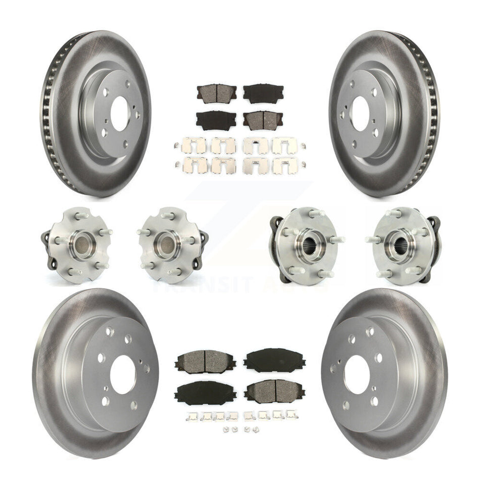 Front Rear Hub Bearings Assembly Coated Disc Brake Rotors And Semi-Metallic Pads Kit (10Pc) For Toyota RAV4 KBB-112138