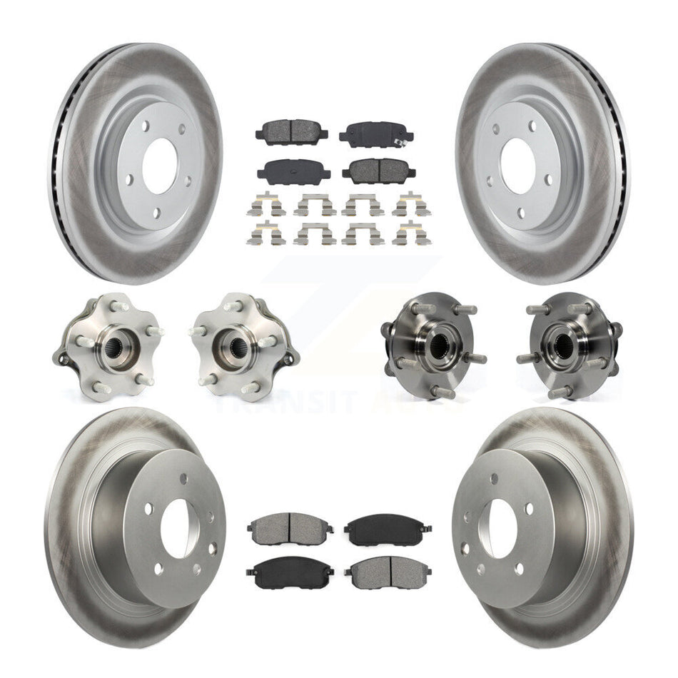 Front Rear Hub Bearings Assembly Coated Disc Brake Rotors And Semi-Metallic Pads Kit (10Pc) For Nissan Juke KBB-112143