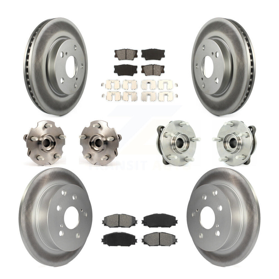 Front Rear Hub Bearings Assembly Coated Disc Brake Rotors And Semi-Metallic Pads Kit (10Pc) For 2013-2018 Toyota RAV4 LE with AWD KBB-112147