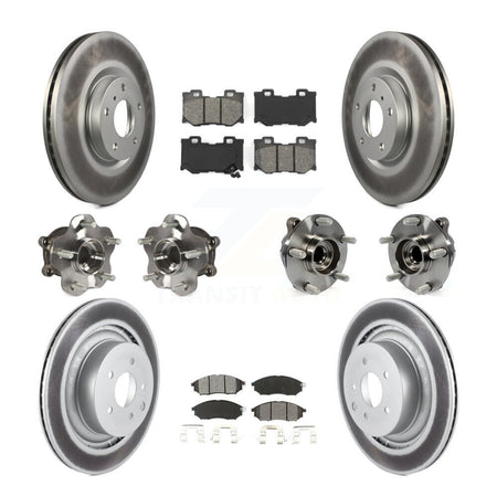 Front Rear Hub Bearings Coated Disc Brake Rotors And Pads Kit (10Pc) For Nissan 370Z KBB-112151