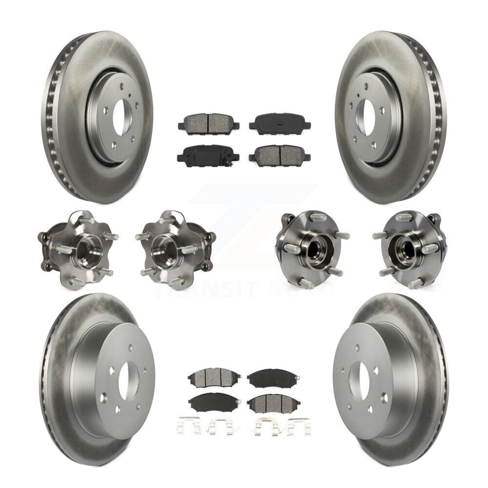 Front Rear Hub Bearings Assembly Coated Disc Brake Rotors And Semi-Metallic Pads Kit (10Pc) For Infiniti FX35 QX70 INFINITI KBB-112152