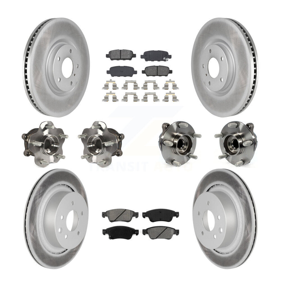 Front Rear Hub Bearings Assembly Coated Disc Brake Rotors And Semi-Metallic Pads Kit (10Pc) For Infiniti G37 G35 Q60 INFINITI KBB-112153