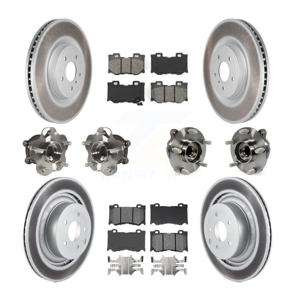 Front Rear Hub Bearings Assembly Coated Disc Brake Rotors And Semi-Metallic Pads Kit (10Pc) For Infiniti G37 Nissan 370Z Q60 INFINITI KBB-112155