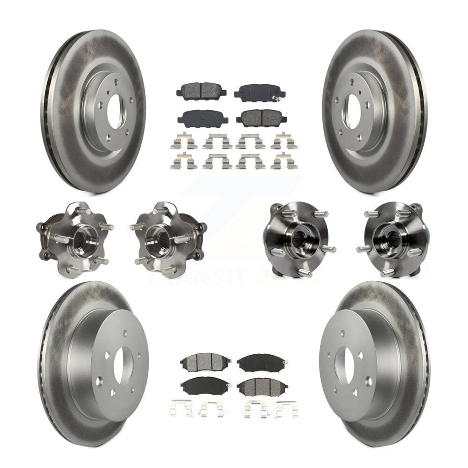 Front Rear Hub Bearing Coated Brake Rotor Pads Kit (10Pc) For 2015-2017 INFINITI QX70 AWD KBB-112159