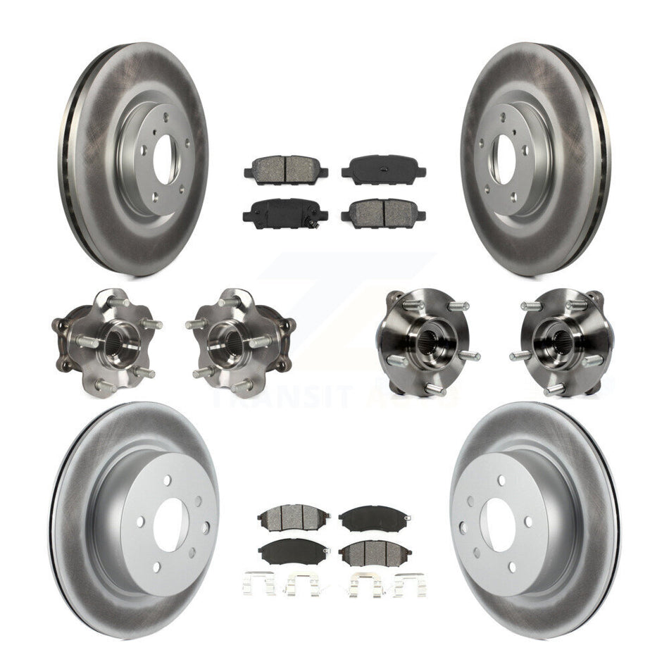 Front Rear Hub Bearing Coated Brake Rotor Pads Kit (10Pc) For INFINITI G37 EX35 QX50 EX37 KBB-112160