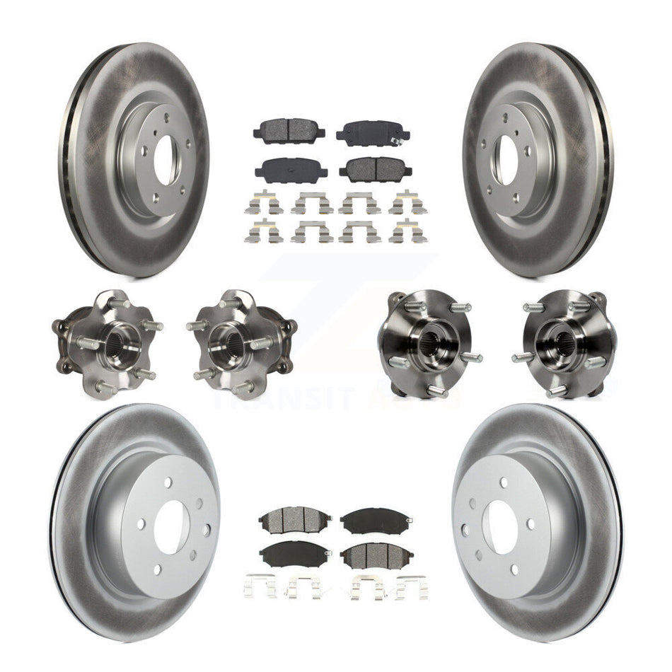 Front Rear Hub Bearing Coated Brake Rotor Pads Kit (10Pc) For INFINITI G37 EX35 QX50 EX37 KBB-112160