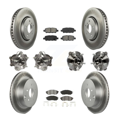 Front Rear Hub Bearing Coated Disc Brake Rotor Pads Kit (10Pc) For INFINITI FX35 FX37 AWD KBB-112161