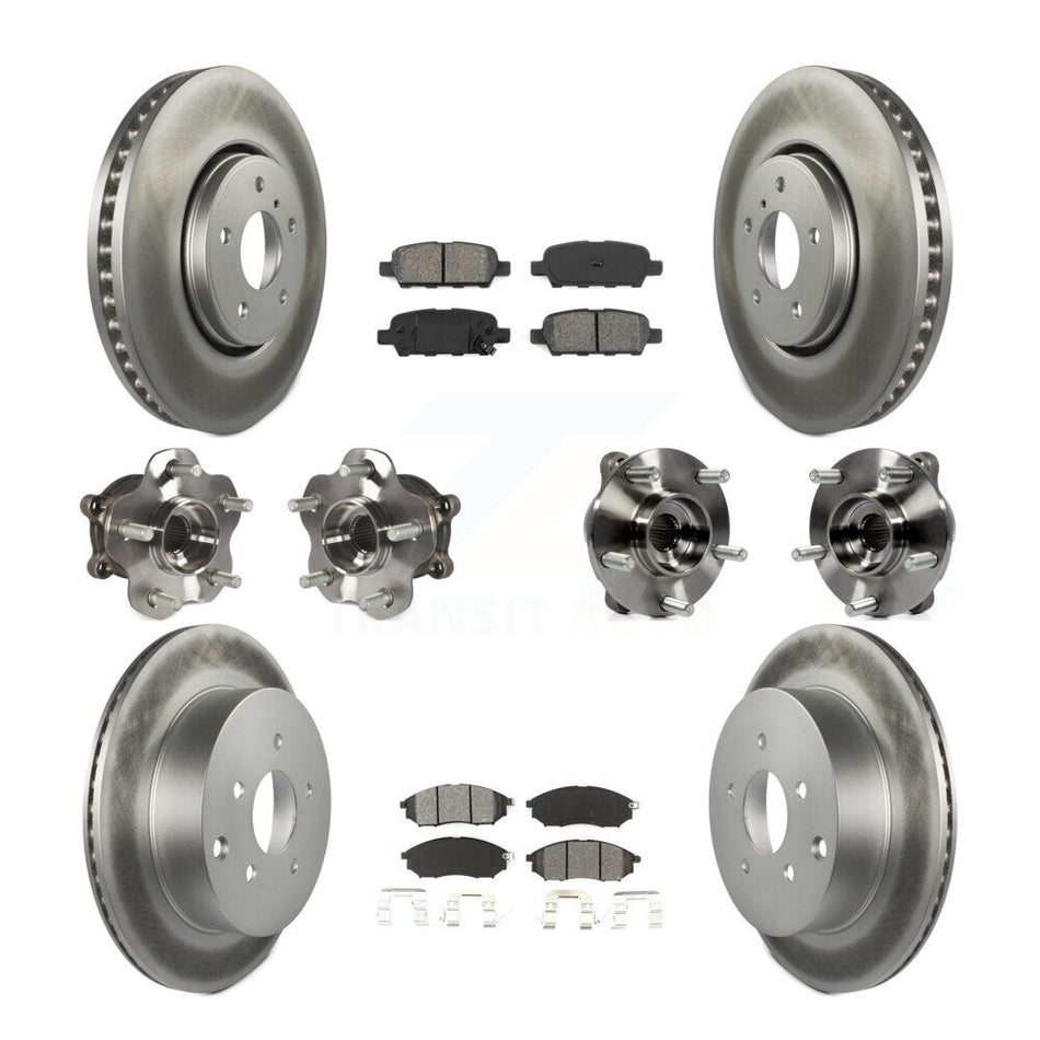 Front Rear Hub Bearing Coated Disc Brake Rotor Pads Kit (10Pc) For INFINITI FX35 FX37 AWD KBB-112161