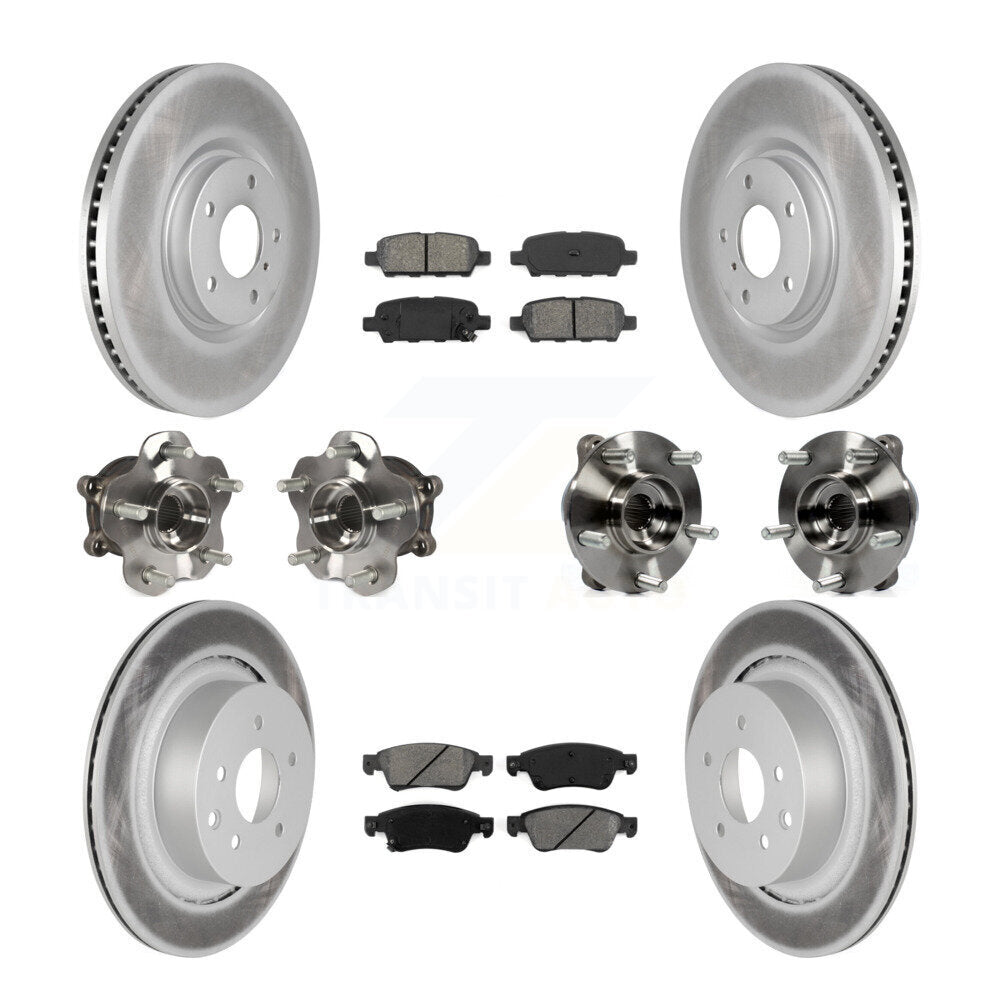 Front Rear Hub Bearings Coated Disc Brake Rotors And Pads Kit (10Pc) For INFINITI G35 Q60 KBB-112162