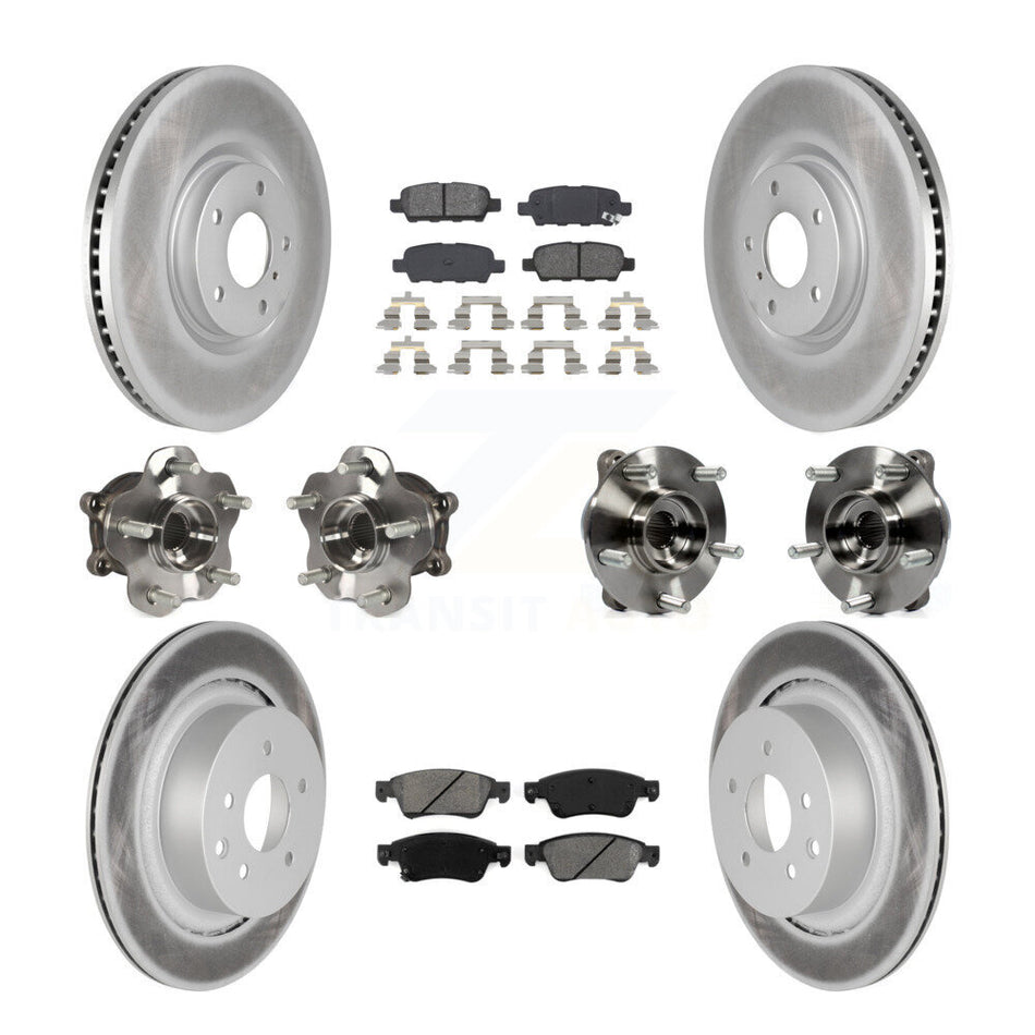 Front Rear Hub Bearings Coated Disc Brake Rotors And Pads Kit (10Pc) For INFINITI G35 Q60 KBB-112162