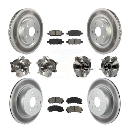 Front Rear Hub Bearing Coated Brake Rotor Pads Kit (10Pc) For 2016-2017 INFINITI QX50 AWD KBB-112166