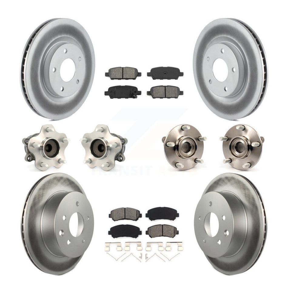 Front Rear Hub Bearings Assembly Coated Disc Brake Rotors And Semi-Metallic Pads Kit (10Pc) For Nissan Rogue Select FWD KBB-112178
