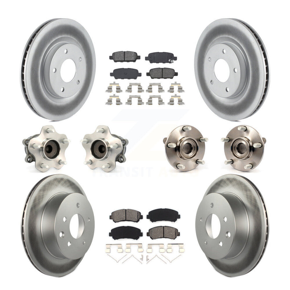 Front Rear Hub Bearings Assembly Coated Disc Brake Rotors And Semi-Metallic Pads Kit (10Pc) For Nissan Rogue Select FWD KBB-112178
