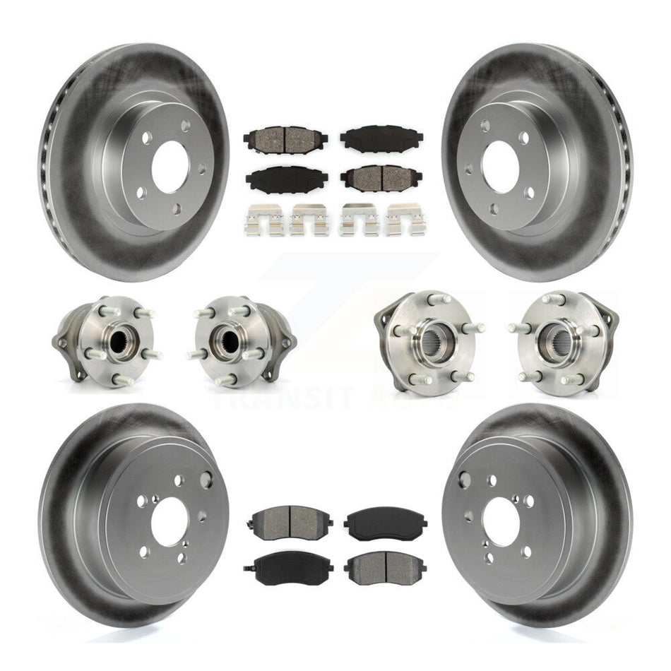 Front Rear Hub Bearings Assembly Coated Disc Brake Rotors And Semi-Metallic Pads Kit (10Pc) For Subaru Impreza KBB-112180