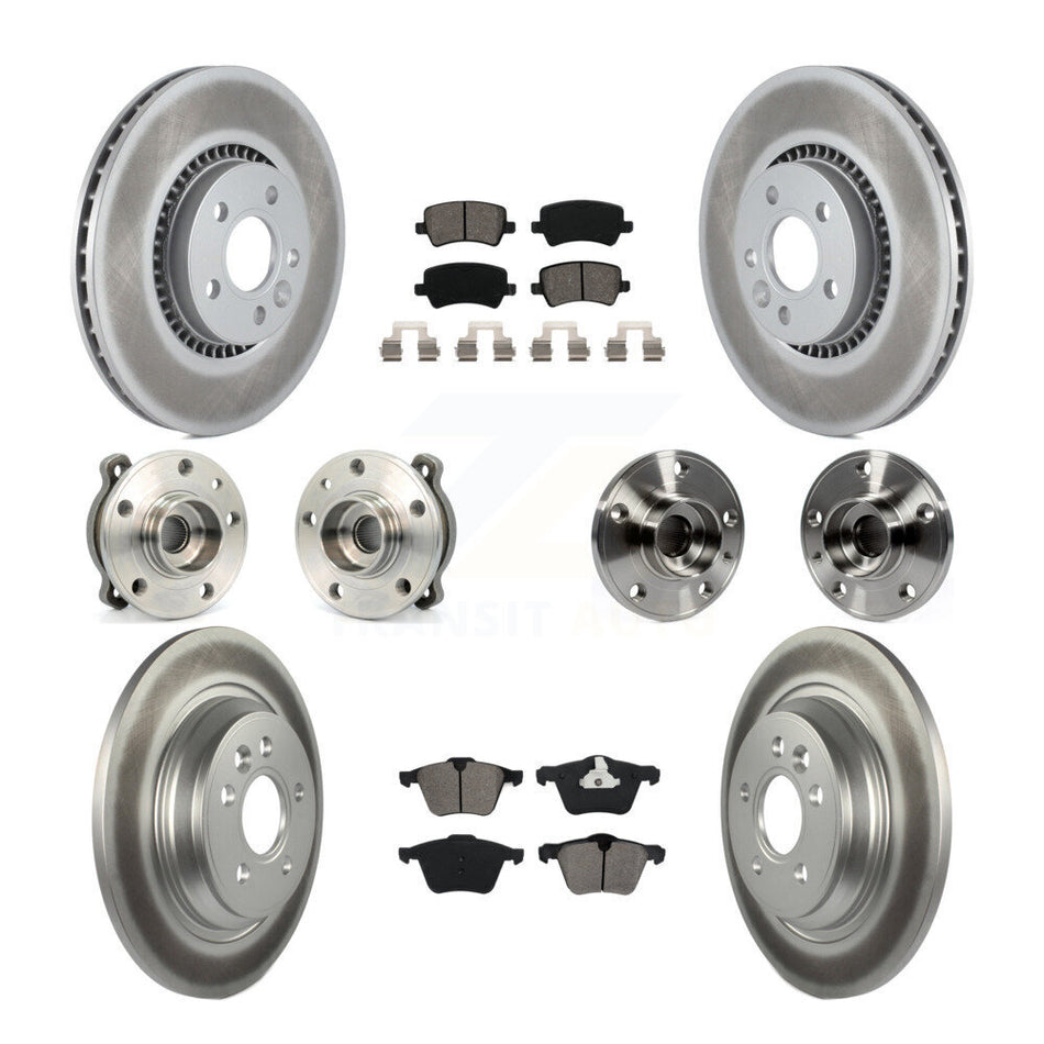 Front Rear Hub Bearings Assembly Coated Disc Brake Rotors And Semi-Metallic Pads Kit (10Pc) For Volvo S60 V60 Cross Country KBB-112195