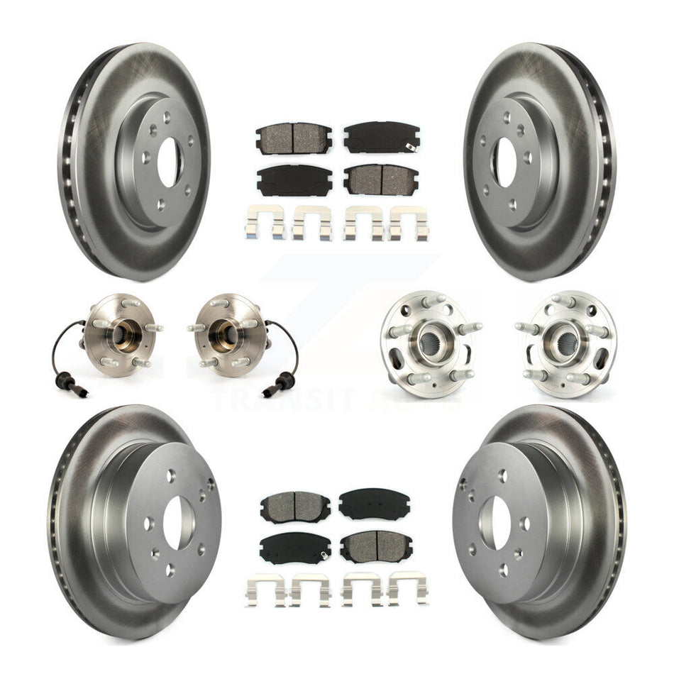 Front Rear Hub Bearings Assembly Coated Disc Brake Rotors And Semi-Metallic Pads Kit (10Pc) For 2010-2017 Chevrolet Equinox GMC Terrain KBB-112205