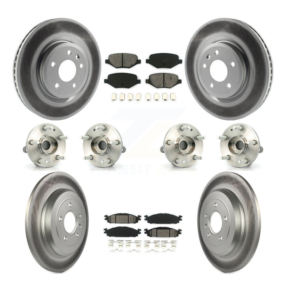 Front Rear Hub Bearings Assembly Coated Disc Brake Rotors And Semi-Metallic Pads Kit (10Pc) For Ford Explorer KBB-112207