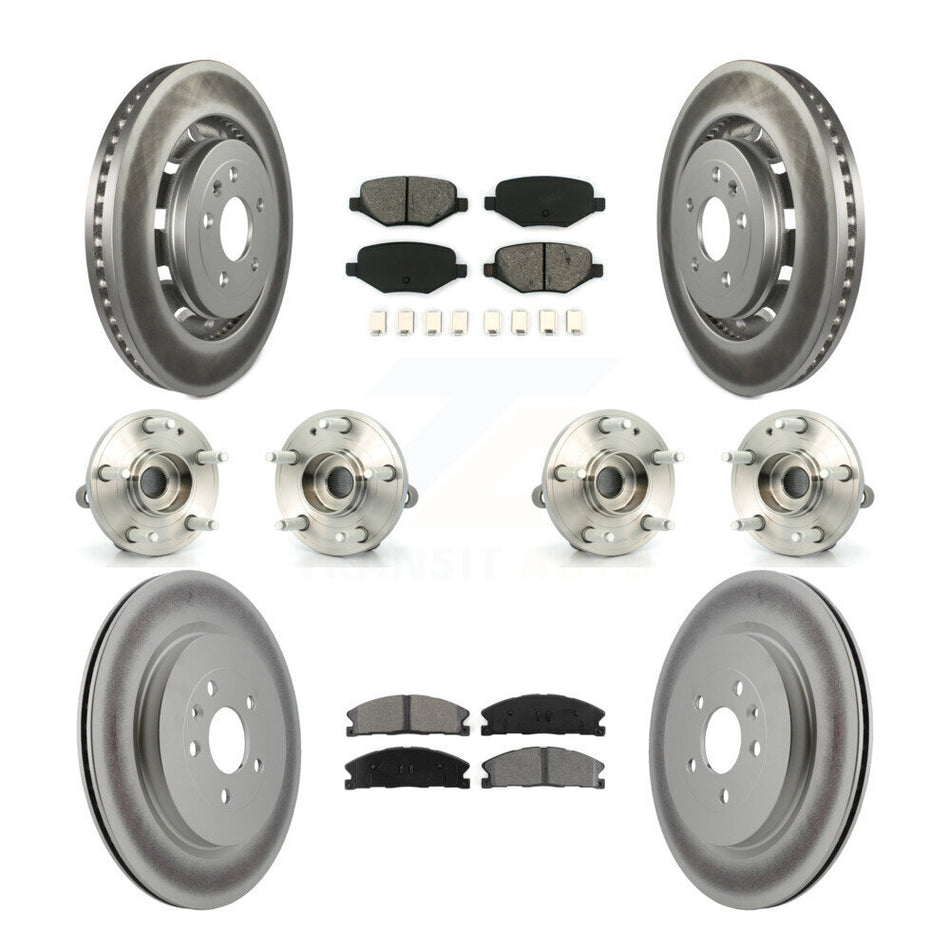 Front Rear Hub Bearings Assembly Coated Disc Brake Rotors And Semi-Metallic Pads Kit (10Pc) For Ford Explorer Police Interceptor Utility KBB-112211