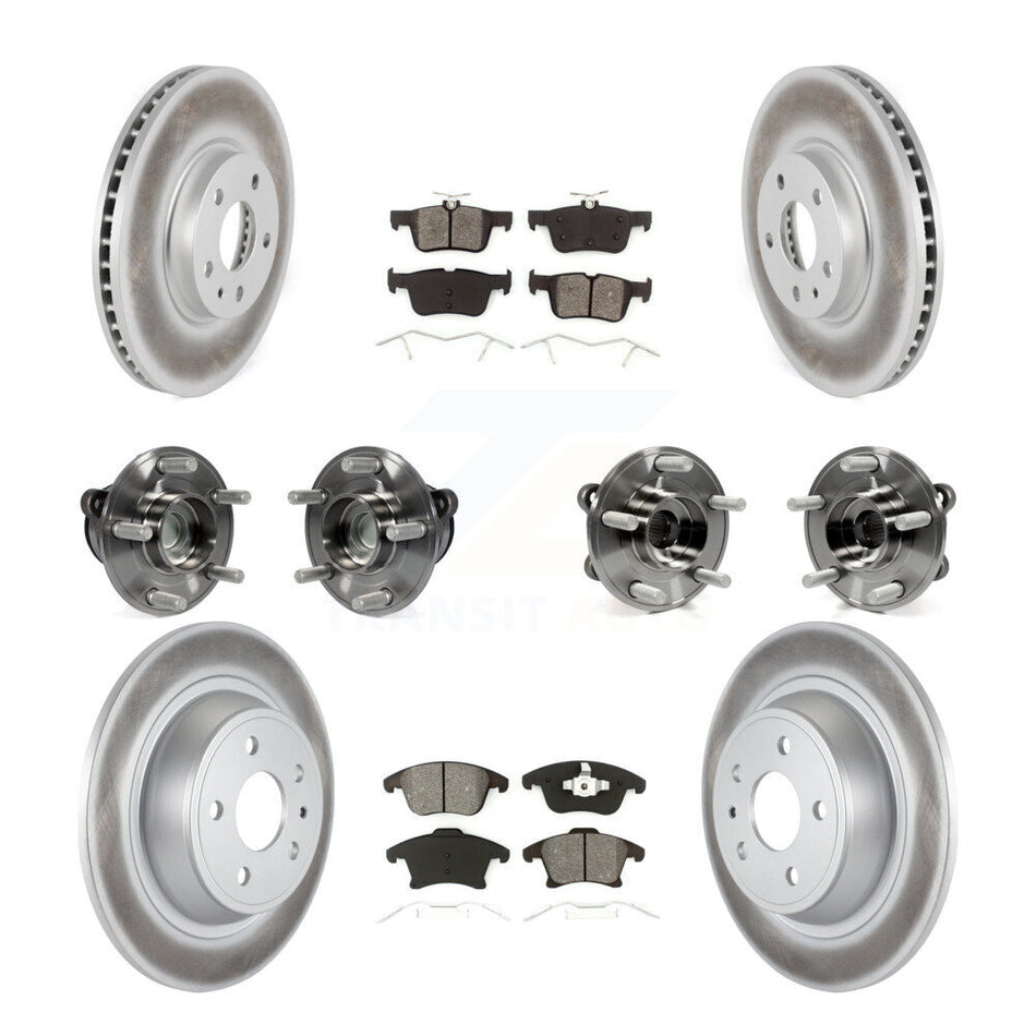 Front Rear Hub Bearings Assembly Coated Disc Brake Rotors And Semi-Metallic Pads Kit (10Pc) For Ford Fusion Lincoln MKZ KBB-112213
