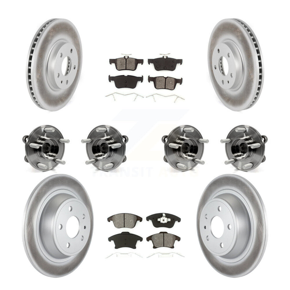 Front Rear Hub Bearings Assembly Coated Disc Brake Rotors And Semi-Metallic Pads Kit (10Pc) For Ford Fusion KBB-112215