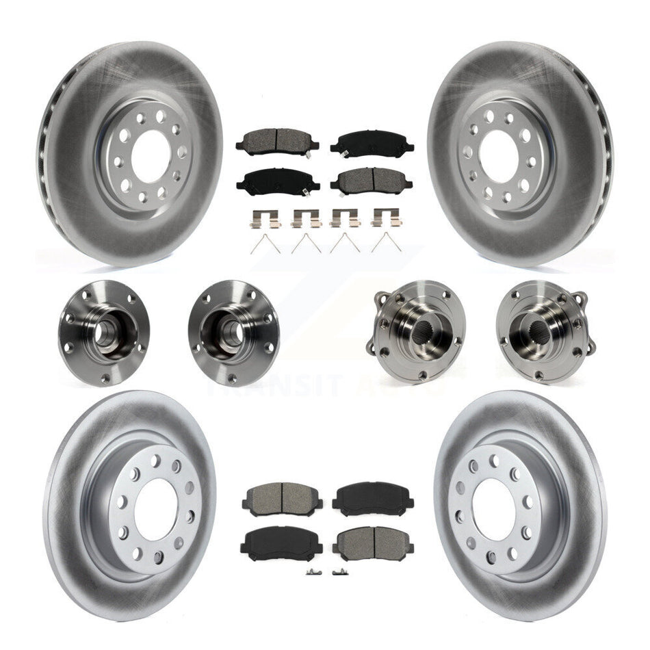 Front Rear Hub Bearings Assembly Coated Disc Brake Rotors And Semi-Metallic Pads Kit (10Pc) For 2013-2016 Dodge Dart KBB-112218