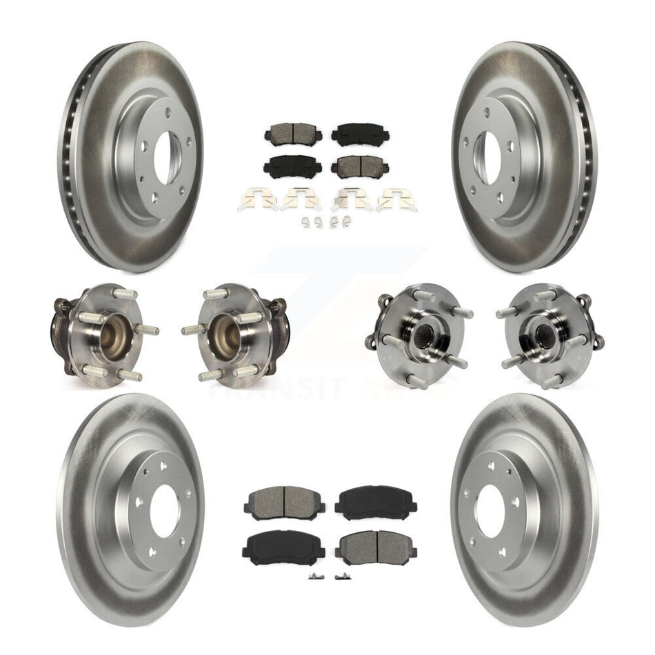 Front Rear Hub Bearings Assembly Coated Disc Brake Rotors And Semi-Metallic Pads Kit (10Pc) For Mazda CX-5 FWD KBB-112224