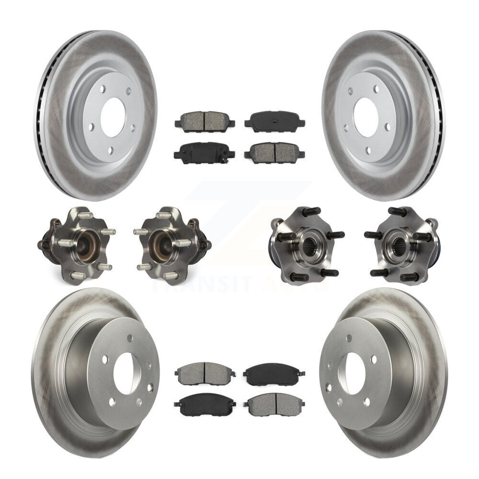 Front Rear Hub Bearings Assembly Coated Disc Brake Rotors And Semi-Metallic Pads Kit (10Pc) For 2017-2019 Nissan Sentra Turbocharged KBB-112229