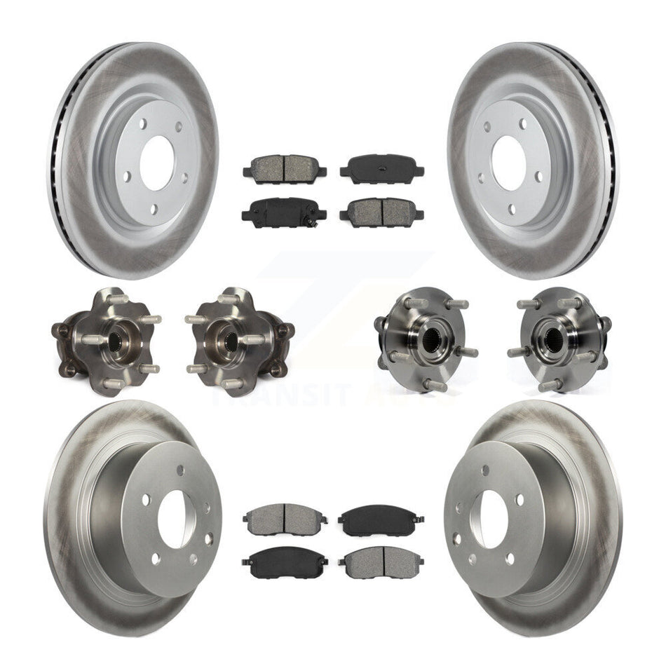 Front Rear Hub Bearings Assembly Coated Disc Brake Rotors And Semi-Metallic Pads Kit (10Pc) For Nissan Juke KBB-112235