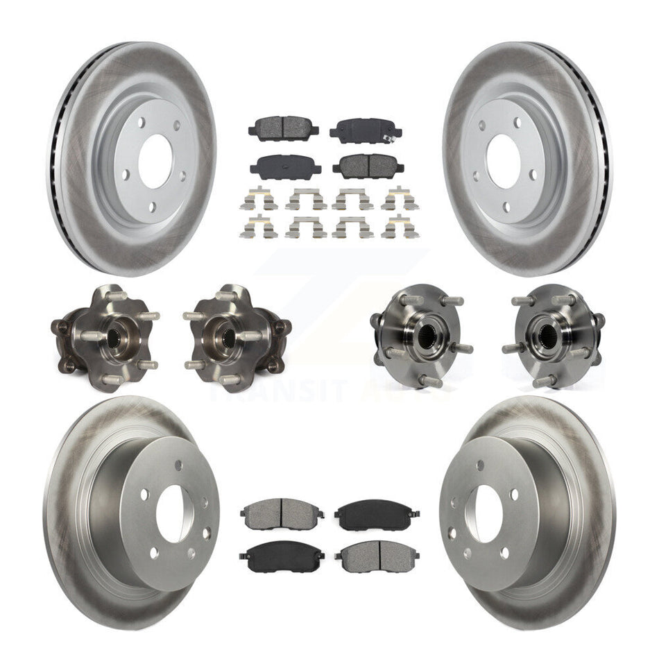 Front Rear Hub Bearings Assembly Coated Disc Brake Rotors And Semi-Metallic Pads Kit (10Pc) For Nissan Juke KBB-112235