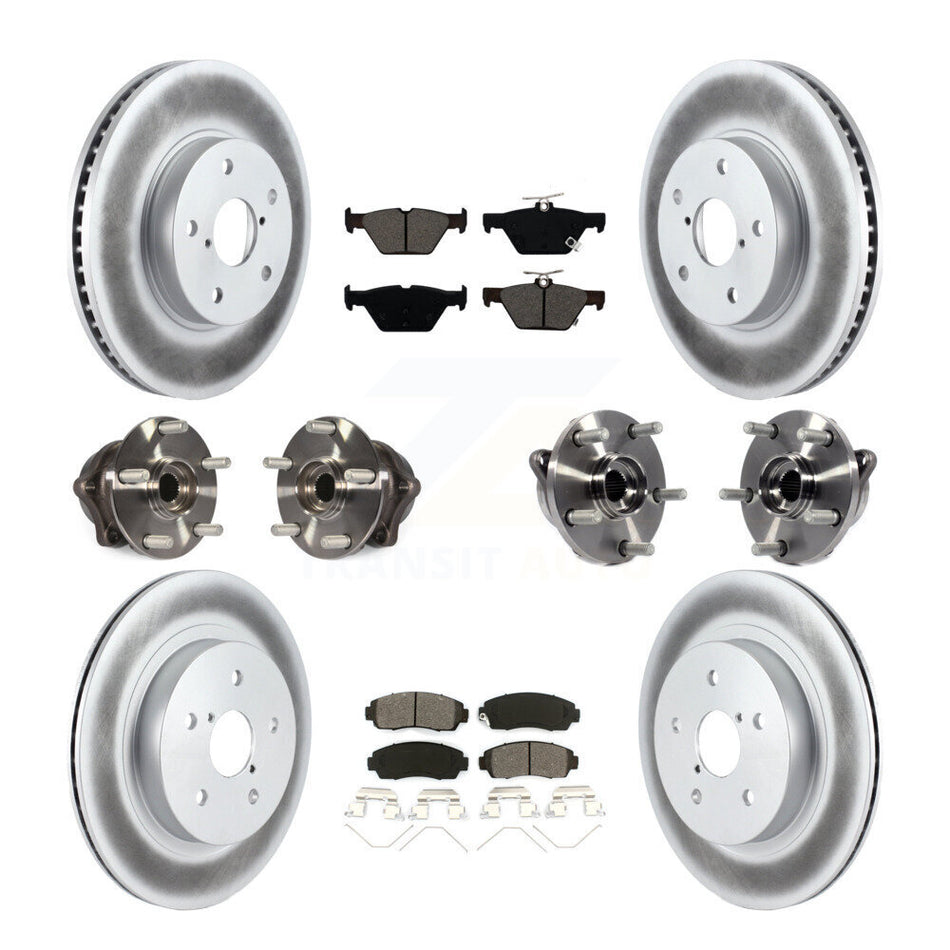 Front Rear Hub Bearings Assembly Coated Disc Brake Rotors And Semi-Metallic Pads Kit (10Pc) For 2016-2019 Subaru Legacy 2.5L KBB-112240