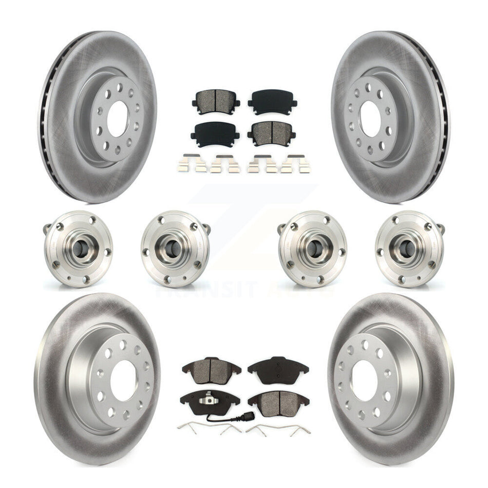 Front Rear Hub Bearings Assembly Coated Disc Brake Rotors And Semi-Metallic Pads Kit (10Pc) For Volkswagen Passat Audi A3 Quattro KBB-112277