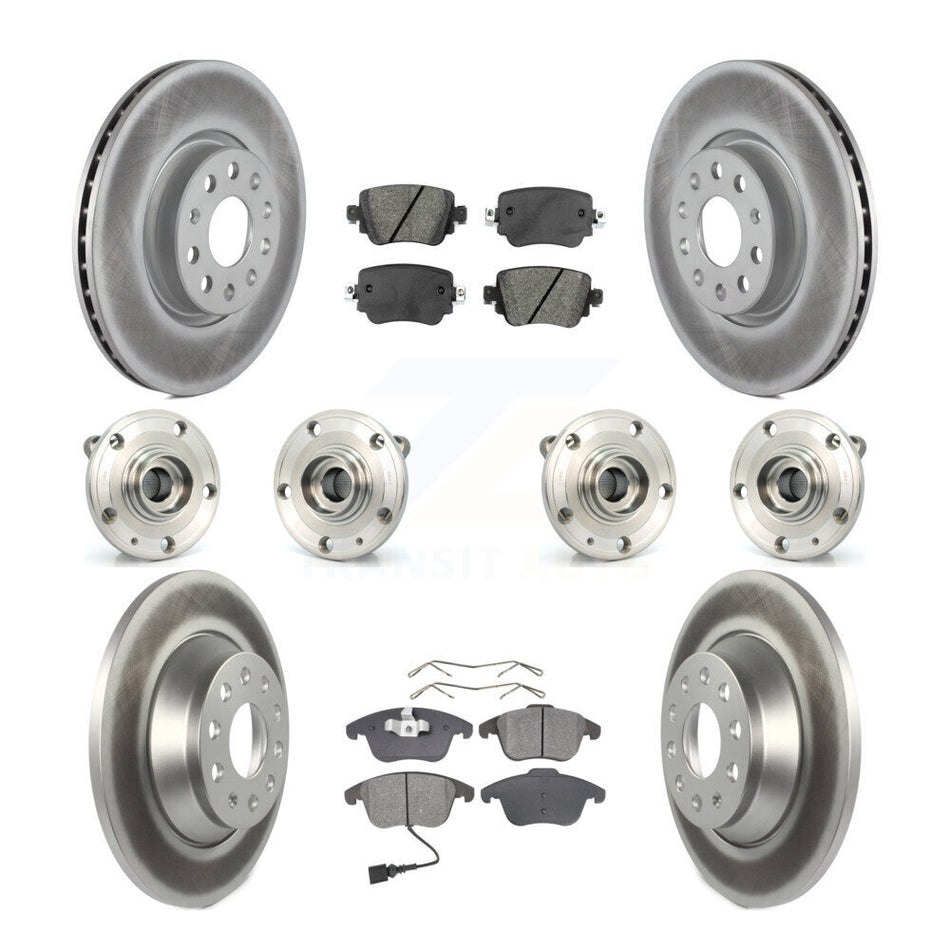 Front Rear Hub Bearings Assembly Coated Disc Brake Rotors And Semi-Metallic Pads Kit (10Pc) For Audi Q3 Quattro KBB-112279