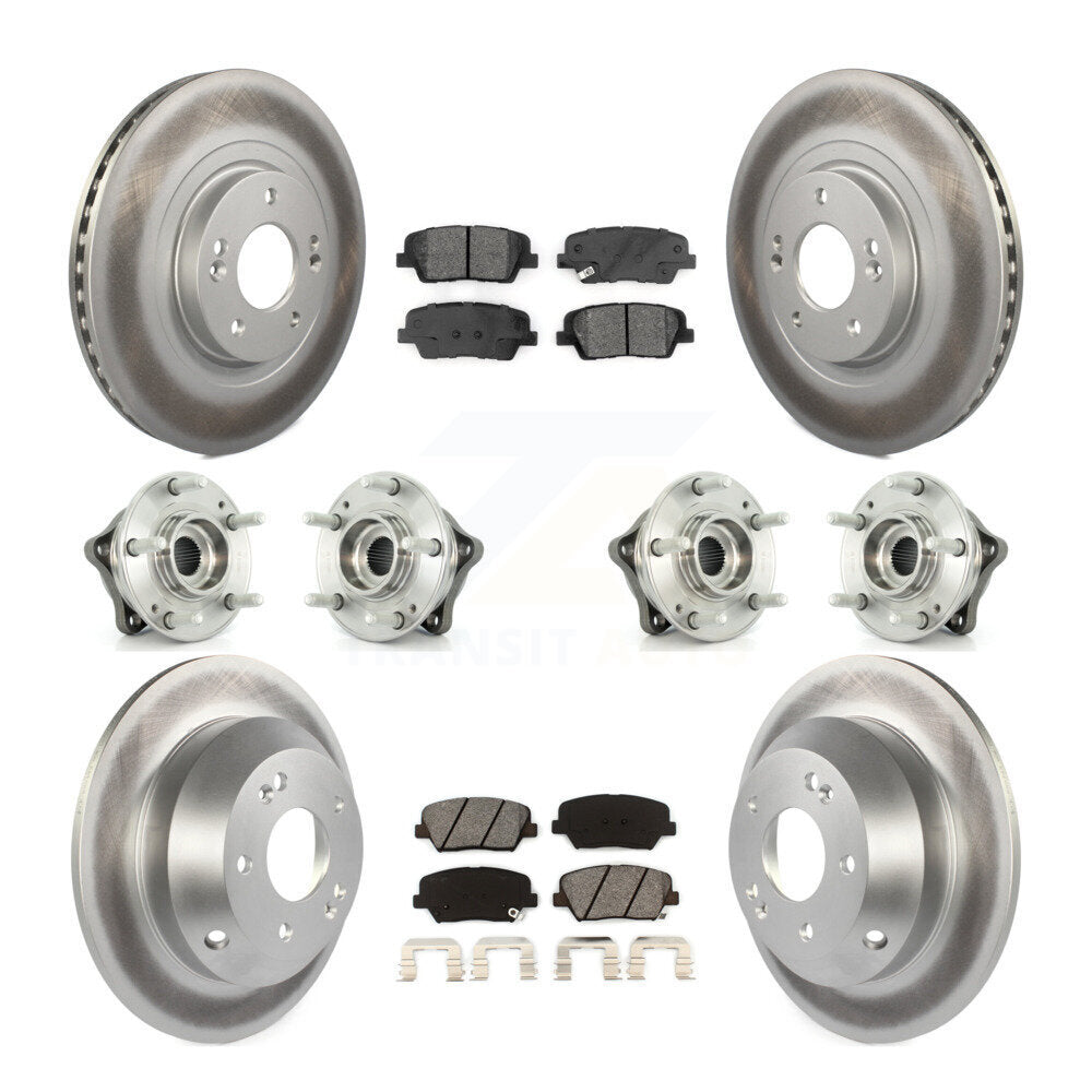 Front Rear Hub Bearing Coated Brake Rotor & Pads Kit (10Pc) For 2014-2015 Kia Sorento AWD KBB-112285