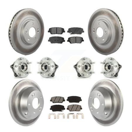 Front Rear Hub Bearing Coated Brake Rotor & Pads Kit (10Pc) For 2014-2015 Kia Sorento AWD KBB-112285